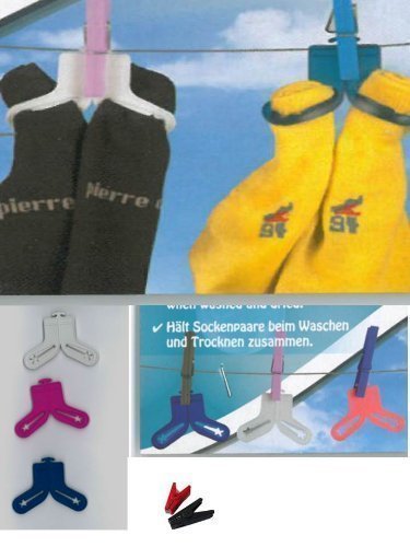 10 Stk. Sockensortierer Sockenclips Sockenklammern Socken Halter Klammern + Wäscheklammern mit Metalleinsatz für besseren Halt