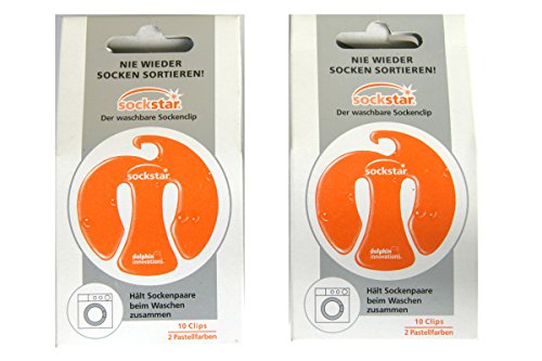 Super Angebot! Super offer! 2 Packungen Sockstar Sockenclips Frosted Colours - Basic Pack = 20 Clips in 2 Farben