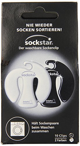 Sockstar Sockenclips Black & White - Basic Pack = 10 Clips in 2 Farben