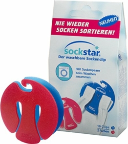 SOCKSTAR Sockenklammern Sockenclips Basic Line - Basic Pack = 10 Clips je 5 in rot + blau - 1