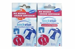 Super Angebot! Super offer! 2 Packungen Sockstar - Sockenklammern - Sockenclips. Preis für 2 Pakete von10 Clips, 2 Farben. Bunte Version - 1