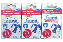 Super Angebot!! Super offer!! 3 basic Packungen Sockstar - Sockenklammern - Sockenclips. Preis für 3 Pakete, 30 Clips, 2 Farben - 1